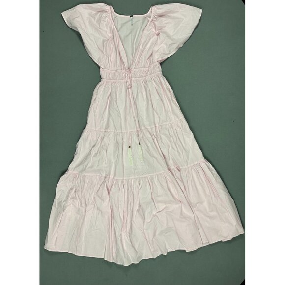 YFB Young Fabulous & Broke Dresses & Skirts - Young Fabulous and Broke Pink Flutter Sleeve V Neck Tiered Maxi Dress Size S